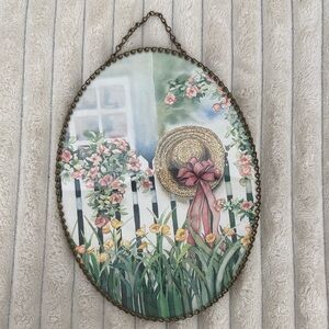 Floral Garden Oval Wall Plaque/chimney flue cover